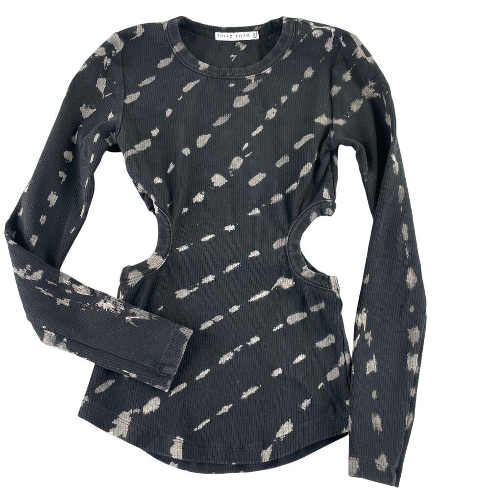 Third Form Ribbed Long Sleeve Blouse Cut out waist size 2
